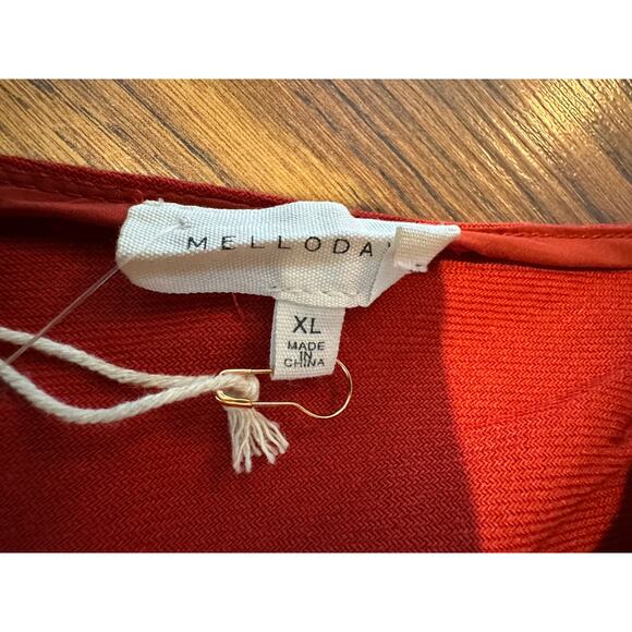 MELLODAY Women's One Shoulder Faux Wrap Midi Dress Red Sz XL NWT (Imperfection) - Picture 5 of 8